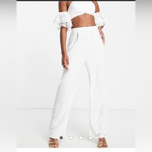ASOS jaded rose high waist, wide leg pants / trousers in white NWT